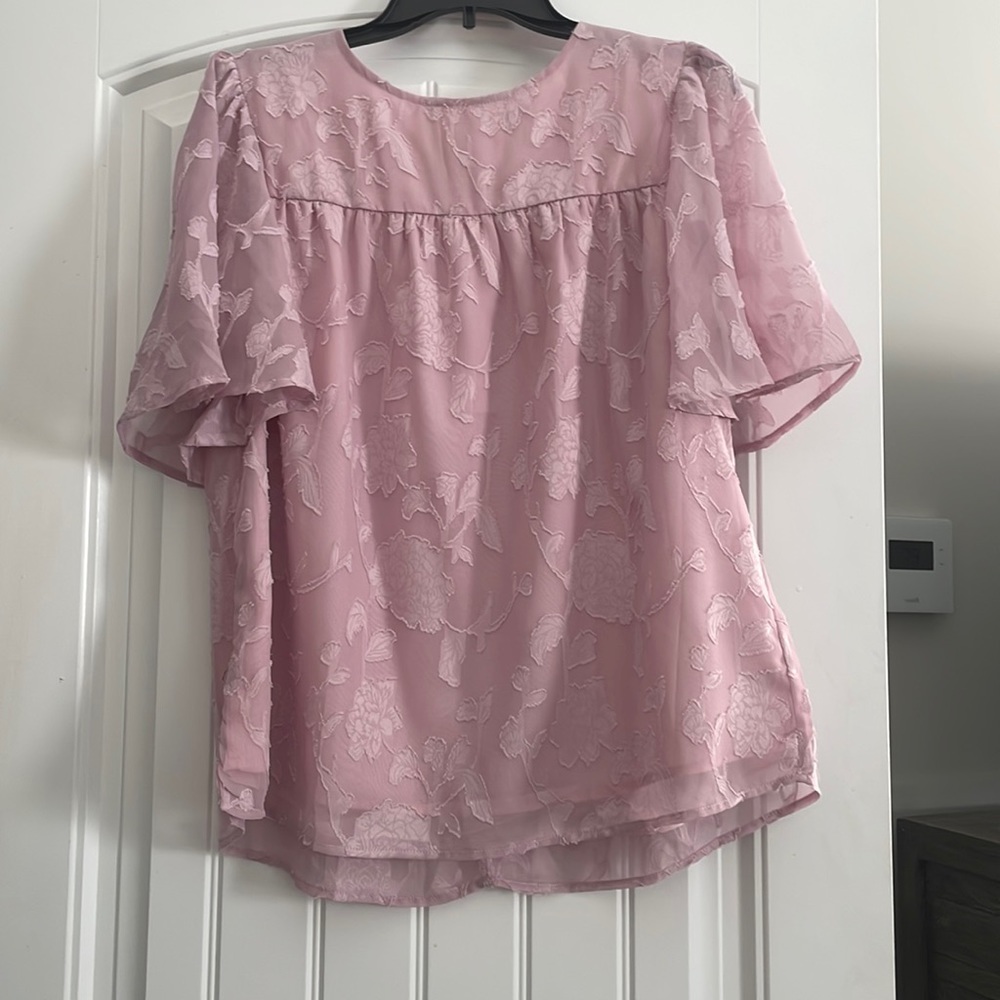 Mauve blouse with floral embroidery!